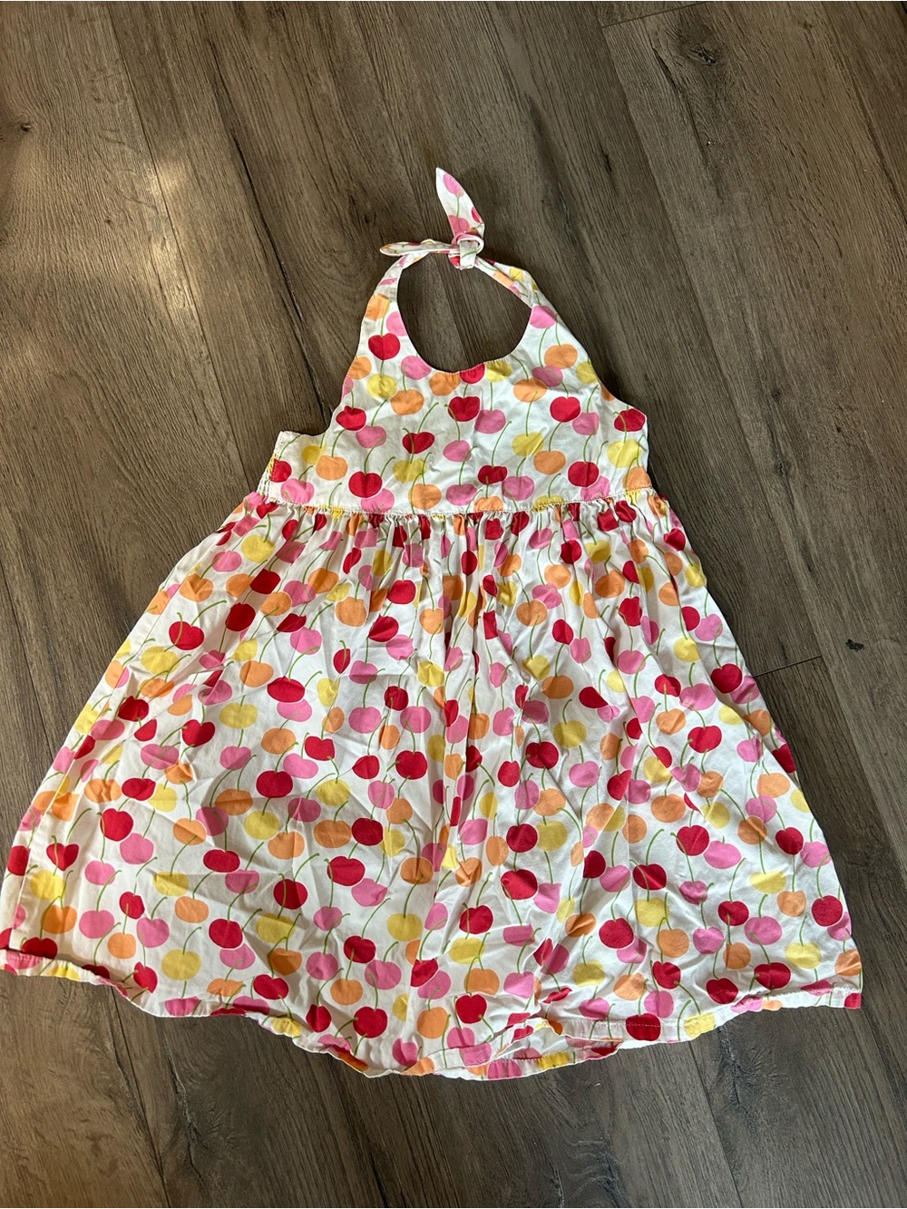 Gymboree Girls 6 pink, red, yellow & orange cherry Halter Sundress